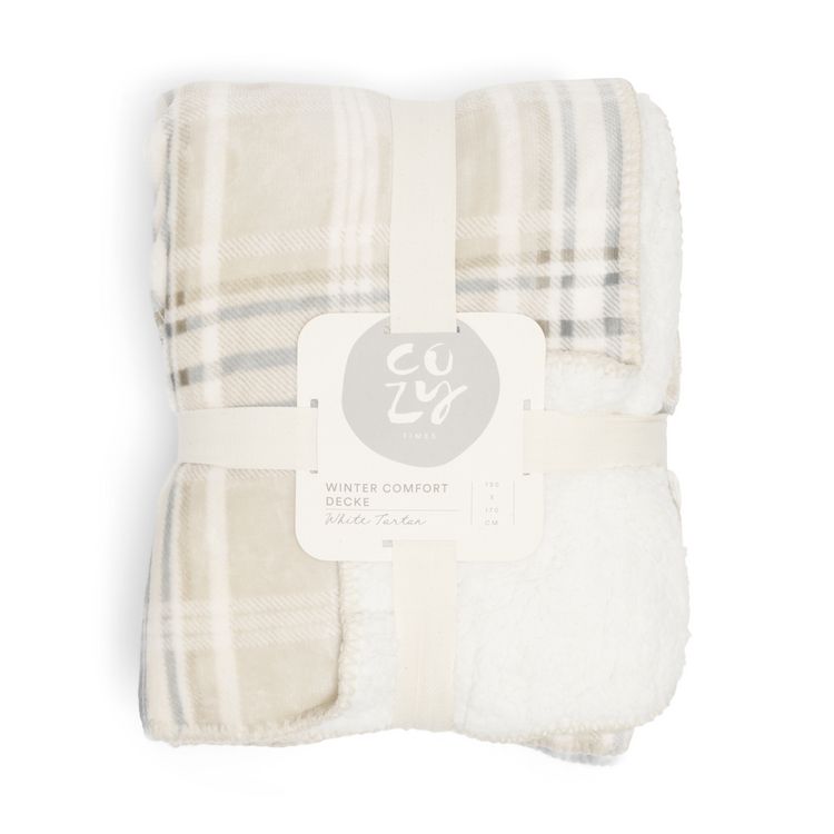 Produktbild: Karierte Decke Beige 130x 170 cm