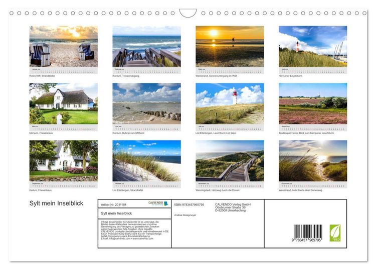 Produktbild: Sylt mein Inselblick (Wandkalender 2026 DIN A3 quer), CALVENDO Monatskalender