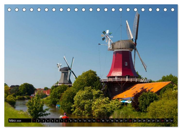 Produktbild: Windm&uuml;hlen in Deutschland (Tischkalender 2026 DIN A5 quer), CALVENDO Monatskalender