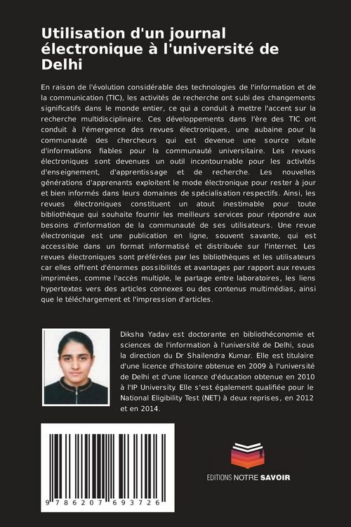 Produktbild: Utilisation d'un journal &eacute;lectronique &agrave; l'universit&eacute; de Delhi