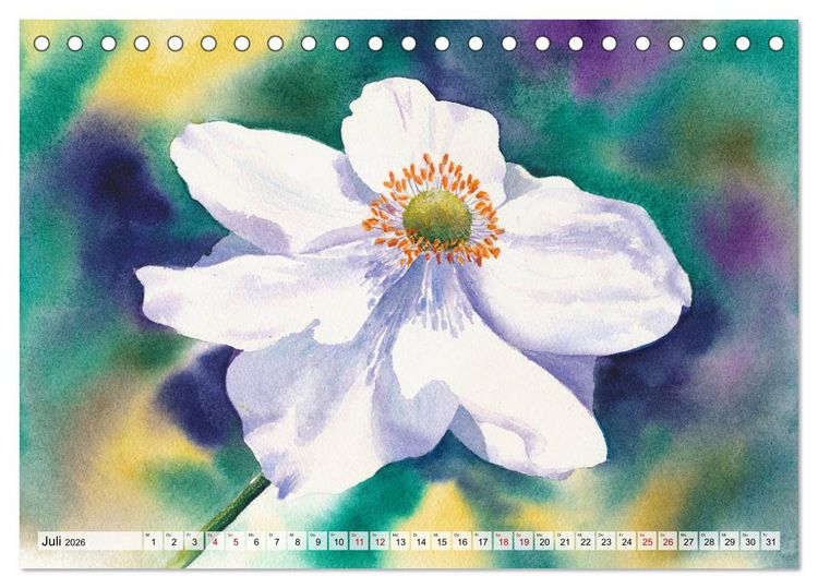 Produktbild: Blumenaquarelle aus der N&auml;he (Tischkalender 2026 DIN A5 quer), CALVENDO Monatskalender