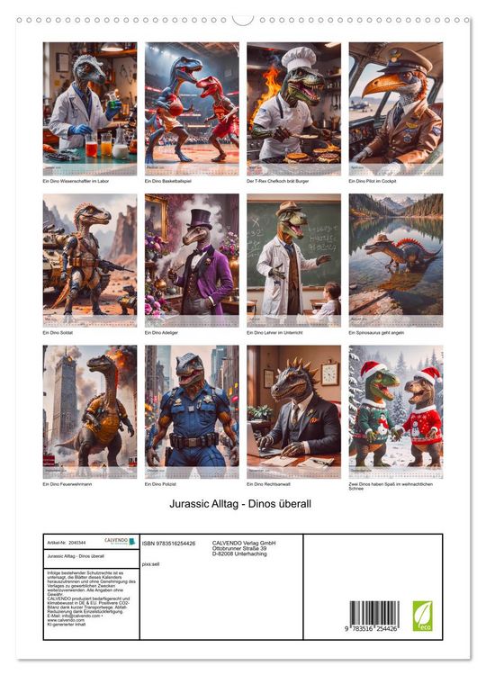 Produktbild: Jurassic Alltag - Dinos &uuml;berall (hochwertiger Premium Wandkalender 2026 DIN A2 hoch), Kunstdruck in Hochglanz