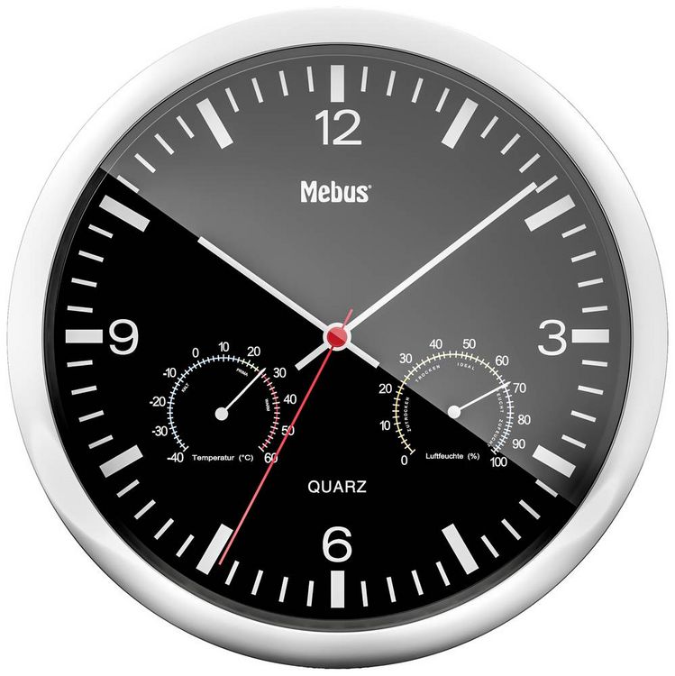 Produktbild: Mebus 56731 Quarz Wanduhr 25cm x 40mm Silber