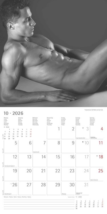 Produktbild: Masculine 2026 - Broschürenkalender 30x30 cm (30x60 geöffnet) - Kalender mit Platz für Notizen - Maskulin - Bildkalender - Wandplaner - Erotikkalender