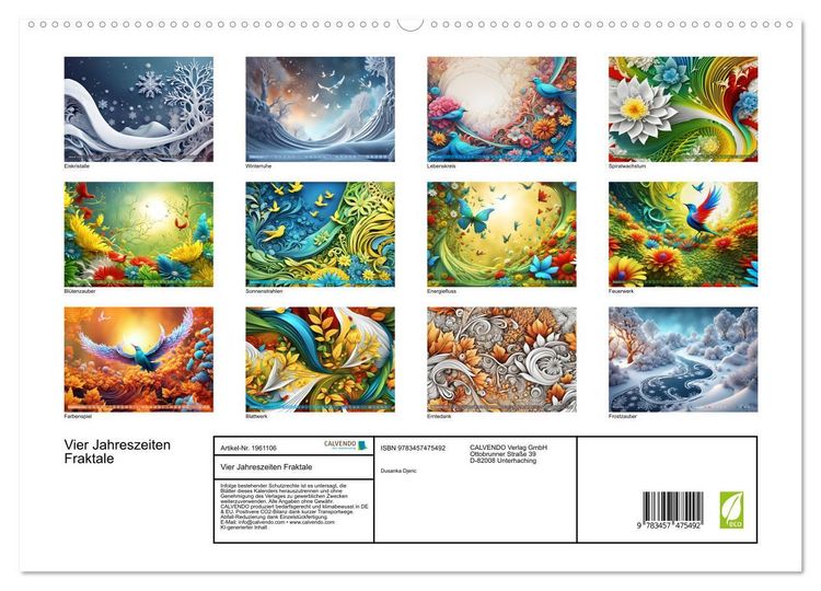 Produktbild: Vier Jahreszeiten Fraktale (hochwertiger Premium Wandkalender 2026 DIN A2 quer), Kunstdruck in Hochglanz