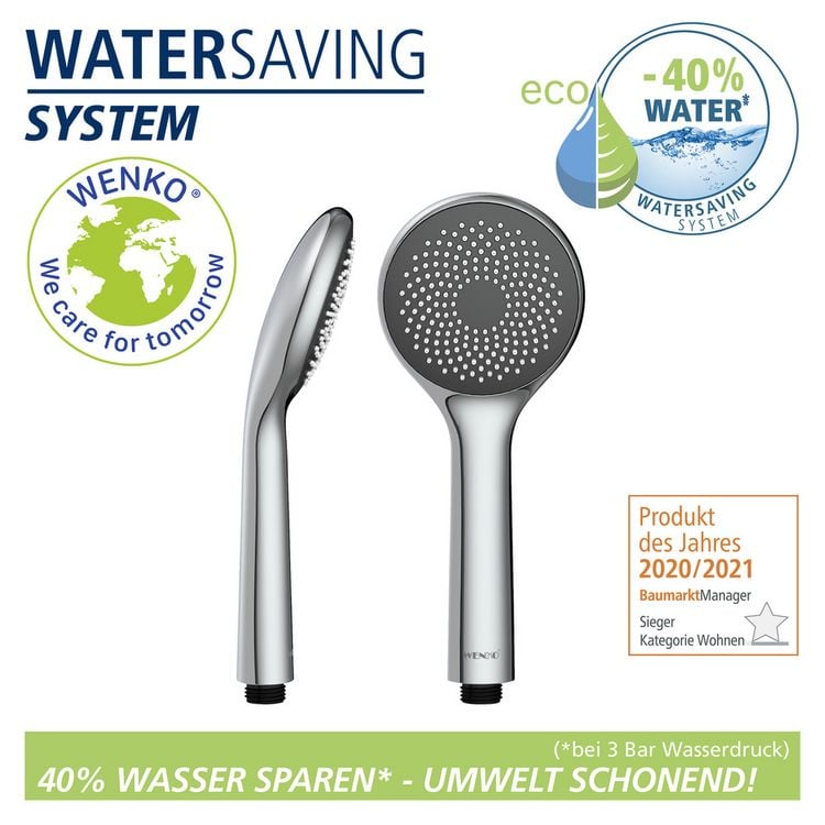Produktbild: Duschkopf Watersaving &Oslash; 9,6 cm, mit Wasserspar-System