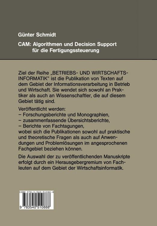 Produktbild: CAM: Algorithmen und Decision Support f&uuml;r die Fertigungssteuerung