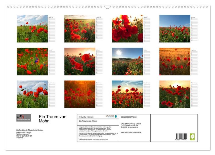 Produktbild: Ein Traum von Mohn (Wandkalender 2026 DIN A2 quer), CALVENDO Monatskalender