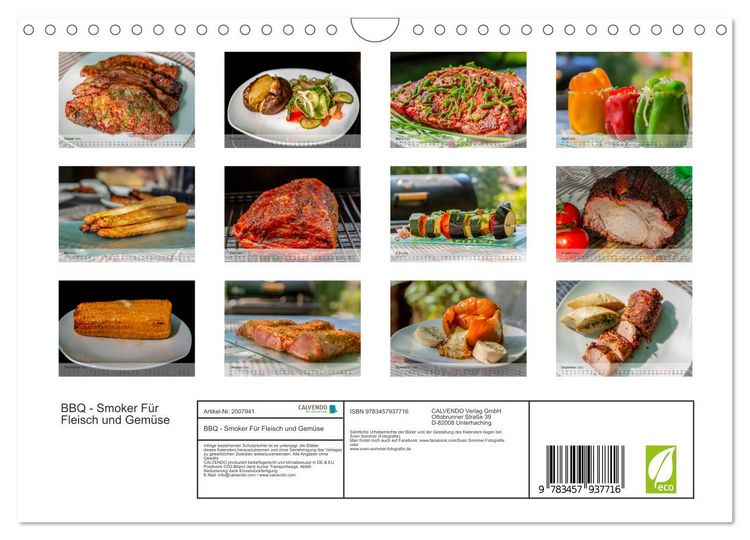 Produktbild: BBQ - Smoker F&uuml;r Fleisch und Gem&uuml;se (Wandkalender 2026 DIN A4 quer), CALVENDO Monatskalender