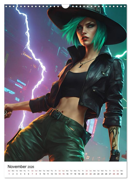 Produktbild: The Witches of Cyberpunk City (Wall Calendar 2026 DIN A3 portrait), CALVENDO 12 Month Wall Calendar