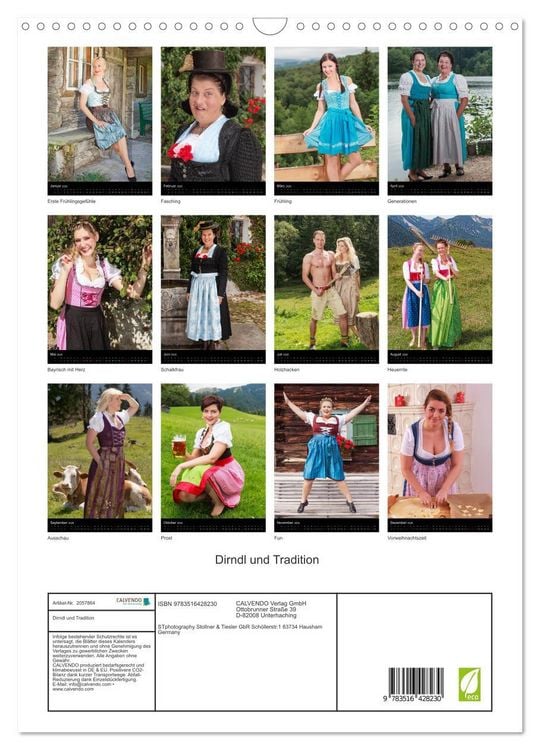 Produktbild: Dirndl und Tradition (Wandkalender 2026 DIN A3 hoch), CALVENDO Monatskalender