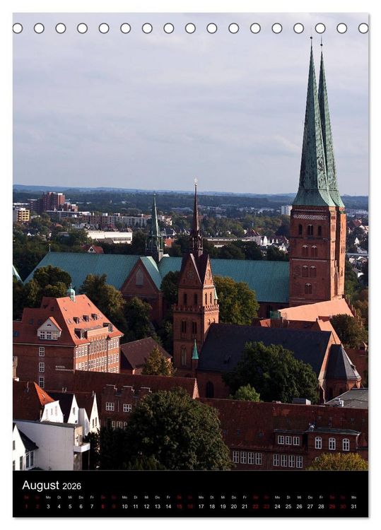 Produktbild: L&uuml;beck - Hansesch&ouml;nheit in Insellage (Tischkalender 2026 DIN A5 hoch), CALVENDO Monatskalender