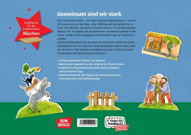 Produktbild: Die Bremer Stadtmusikanten. Erz&auml;hlschienen-Figurenset