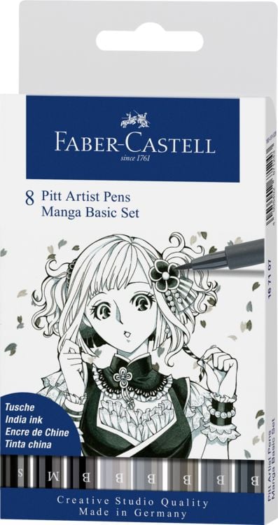 Produktbild: Faber-Castell Tuschestifte Pitt Artist Pens Manga Basic, 8er Etui