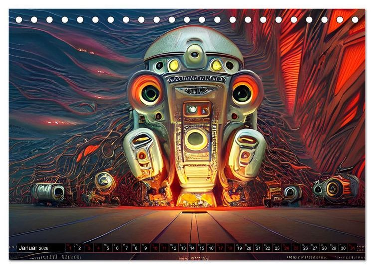 Produktbild: Roboter - Computertr&auml;ume aus der KI (Tischkalender 2026 DIN A5 quer), CALVENDO Monatskalender