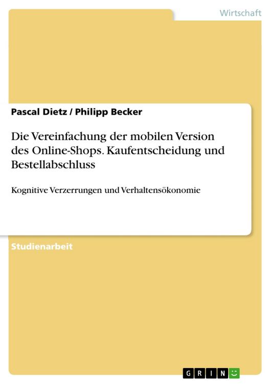 Produktbild: Die Vereinfachung der mobilen Version des Online-Shops. Kaufentscheidung und Bestellabschluss