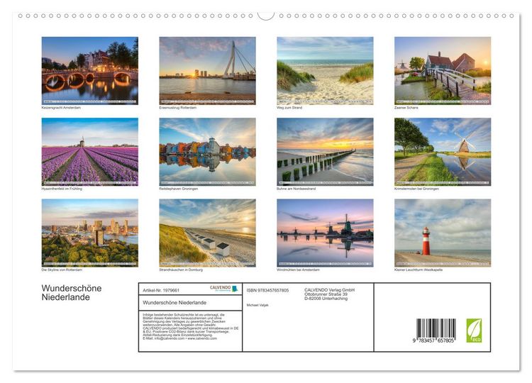 Produktbild: Wundersch&ouml;ne Niederlande (hochwertiger Premium Wandkalender 2026 DIN A2 quer), Kunstdruck in Hochglanz