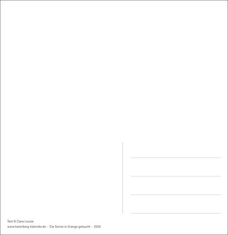 Clara Louise: Die Sonne in Orange getaucht Premium-Postkartenkalender 2026 - 53 Postkarten mit poetischen Gedanken