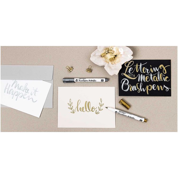 Produktbild: Metallic Brushpens Set Gold Silber