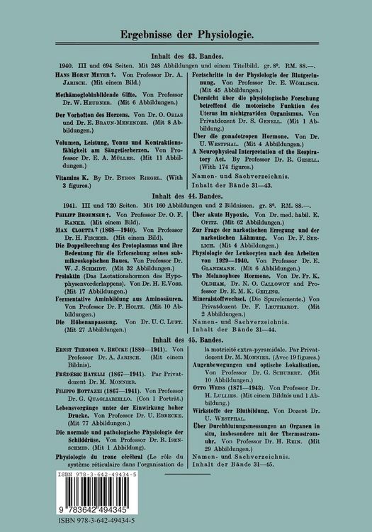 Produktbild: Ergebnisse der Physiologie Biologischen Chemie und Experimentellen Pharmakologie