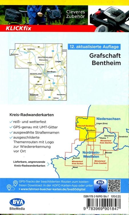 Produktbild: BVA Radwanderkarte Grafschaft Bentheim mit Knotenpunkten 1:50.000