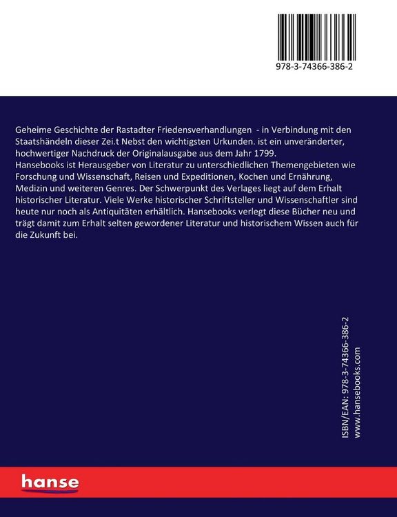 Produktbild: Geheime Geschichte der Rastadter Friedensverhandlungen
