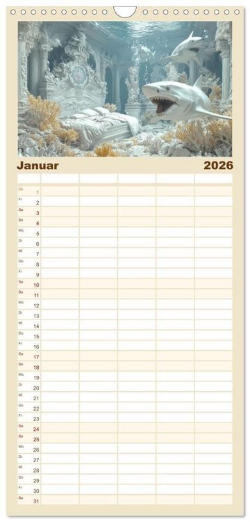 Produktbild: Familienplaner 2026 - Traumhafte Illusionen - Imagin&auml;r und surreal mit 5 Spalten (Wandkalender, 21 x 45 cm) CALVENDO
