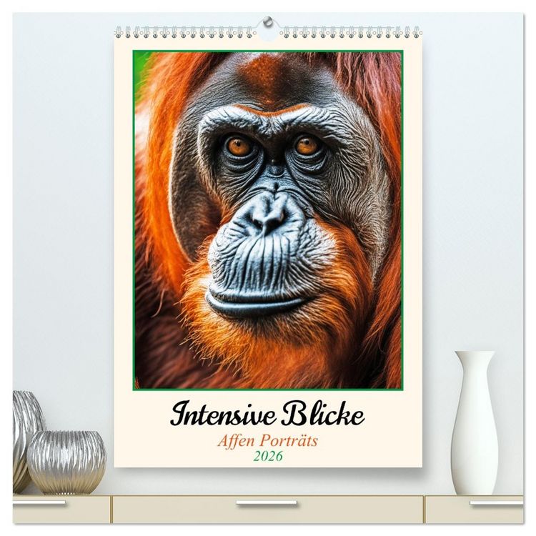 Produktbild: Intensive Blicke - Affen Portr&auml;ts (hochwertiger Premium Wandkalender 2026 DIN A2 hoch), Kunstdruck in Hochglanz