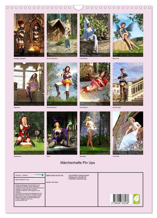 Produktbild: M&auml;rchenhafte Pin Ups (Wandkalender 2026 DIN A3 hoch), CALVENDO Monatskalender