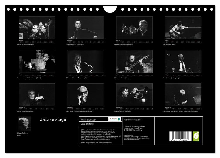 Produktbild: Jazz onstage (Wandkalender 2026 DIN A4 quer), CALVENDO Monatskalender