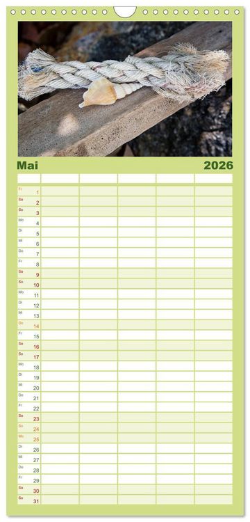 Produktbild: Familienplaner 2026 - Strandgut und Meer mit 5 Spalten (Wandkalender, 21 x 45 cm) CALVENDO