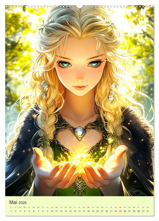 Produktbild: Keltische Mythen. Die magische Anderwelt-Fantasy im Manga-Stil (Wandkalender 2026 DIN A2 hoch), CALVENDO Monatskalender