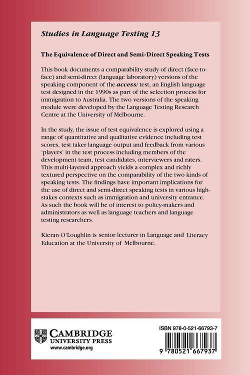Produktbild: The Equivalence of Direct and Semi-Direct Speaking Tests
