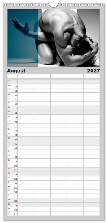 Produktbild: Familienplaner 2027 - Naked men behind the colors &ndash; &Auml;sthetische Aktfotografien mit 5 Spalten (Wandkalender, 21 x 45 cm) CALVENDO