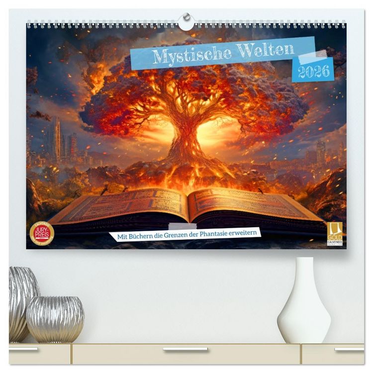 Produktbild: Mystische Welten - Mit B&uuml;chern die Grenzen der Phantasie erweitern (hochwertiger Premium Wandkalender 2026 DIN A2 quer), Kunstdruck in Hochglanz