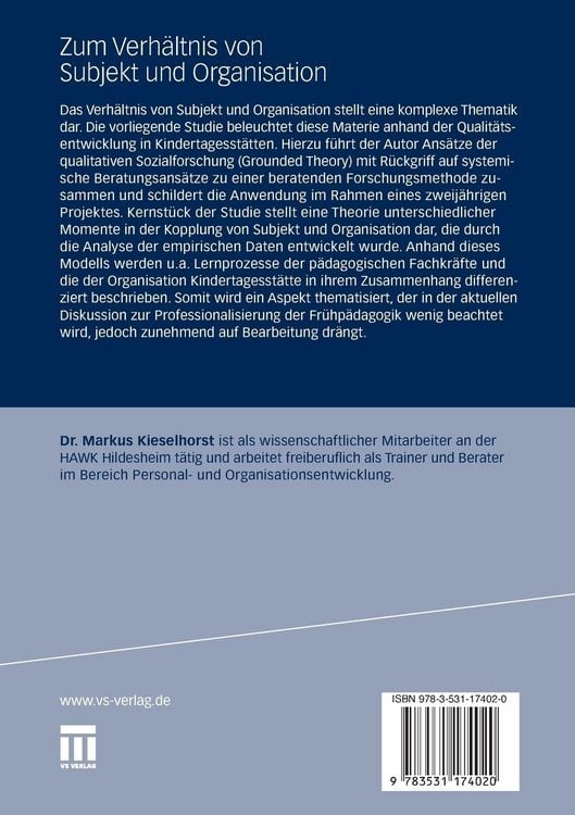 Produktbild: Zum Verh&auml;ltnis von Subjekt und Organisation