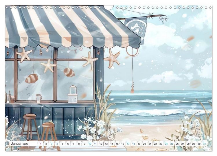 Produktbild: Strandtr&auml;ume in Aquarell (Wandkalender 2026 DIN A3 quer), CALVENDO Monatskalender