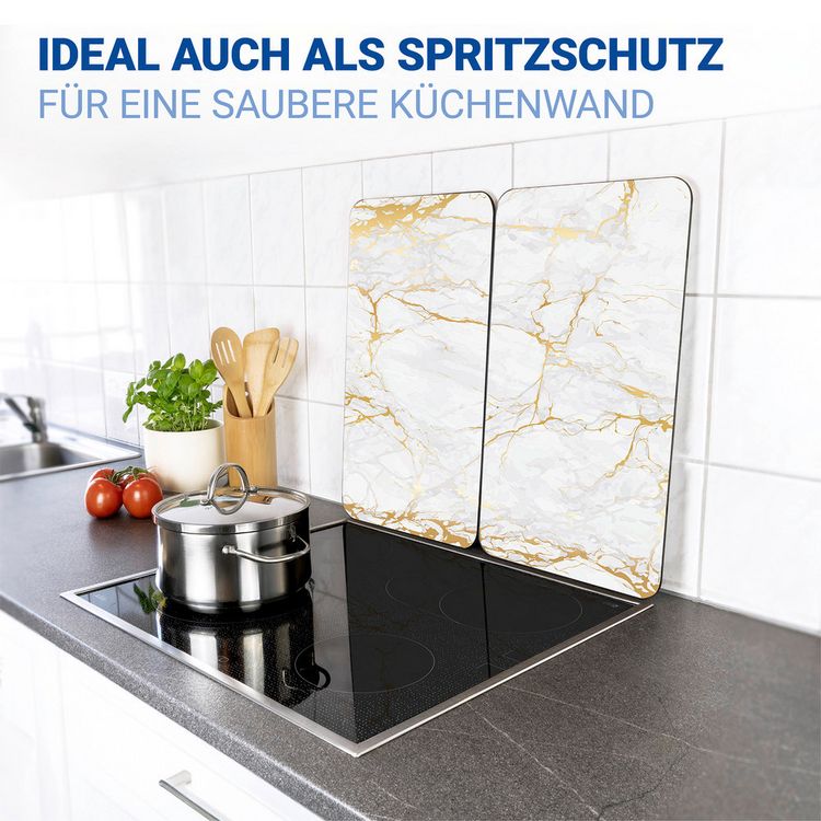Produktbild: Herdabdeckplatte Universal Mod. Marmor Gold, 2er Set, f&uuml;r alle Herdarten geeignet