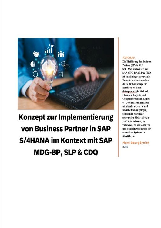 Produktbild: Konzept zur Implementierung von Business Partner in SAP S/4HANA im Kontext mit SAP MDG-BP, SLP &amp; CDQ