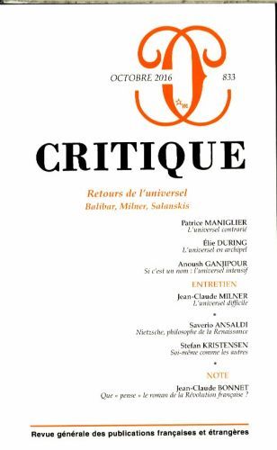 Produktbild: Critique: No 833, octobre 2016