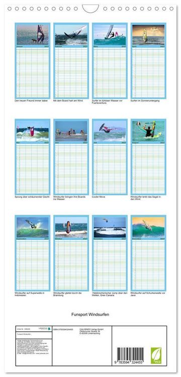 Produktbild: Familienplaner 2027 - Funsport Windsurfen mit 5 Spalten (Wandkalender, 21 x 45 cm) CALVENDO