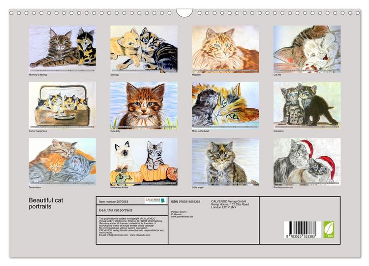 Produktbild: Beautiful cat portraits (Wall Calendar 2026 DIN A3 landscape), CALVENDO 12 Month Wall Calendar