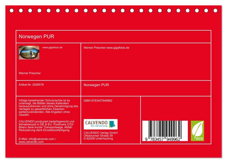 Produktbild: Norwegen PUR (Tischkalender 2026 DIN A5 quer), CALVENDO Monatskalender
