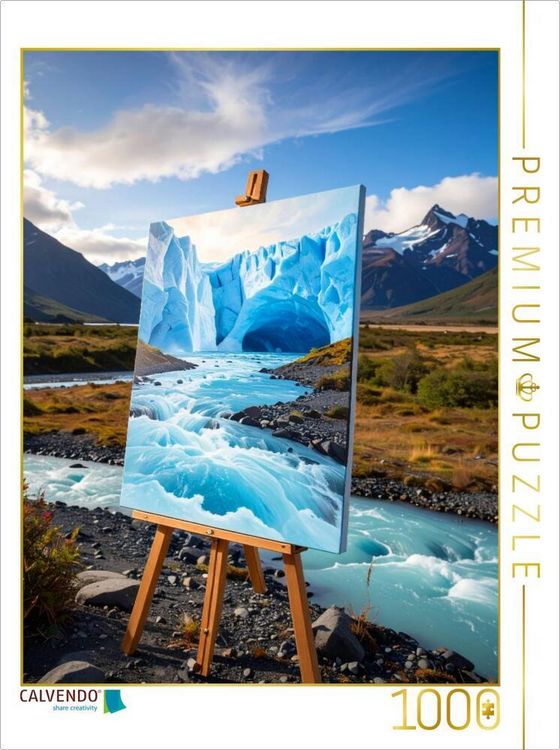 Produktbild: CALVENDO Puzzle Gletscherfantasie - Staffelei am eisigen Fluss | 1000 Teile Lege-Gr&ouml;&szlig;e 64x48cm Foto-Puzzle f&uuml;r gl&uuml;ckliche Stunden
