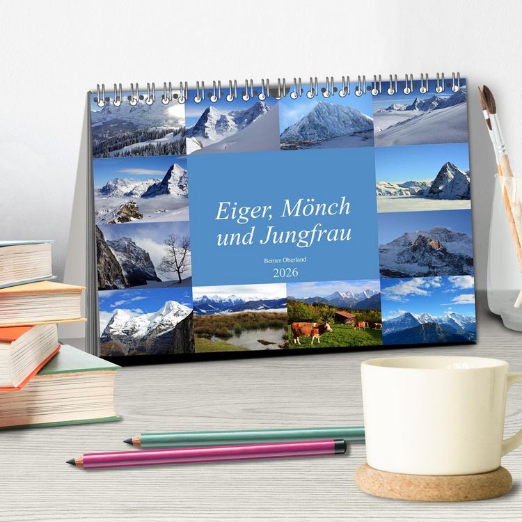 Produktbild: Eiger, M&ouml;nch und Jungfrau 2026 (Tischkalender 2026 DIN A5 quer), CALVENDO Monatskalender