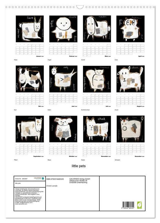 Produktbild: little pets (Wandkalender 2026 DIN A2 hoch), CALVENDO Monatskalender