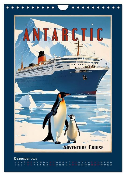Produktbild: Vintage Schiffsplakate - nostalgische Kreuzfahrt um die Welt (Wandkalender 2026 DIN A4 hoch), CALVENDO Monatskalender