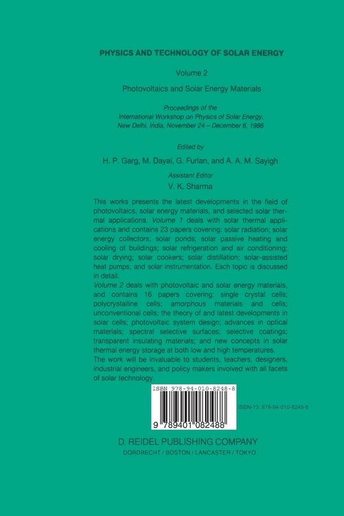 Produktbild: Physics and Technology of Solar Energy