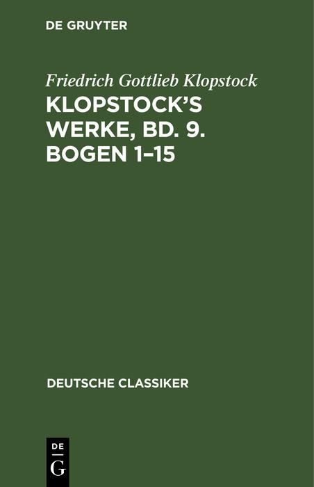 Produktbild: Klopstock's Werke, Bd. 9. Bogen 1-15