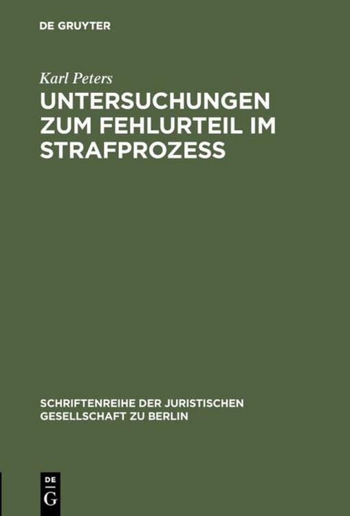 Produktbild: Untersuchungen zum Fehlurteil im Strafproze&szlig;